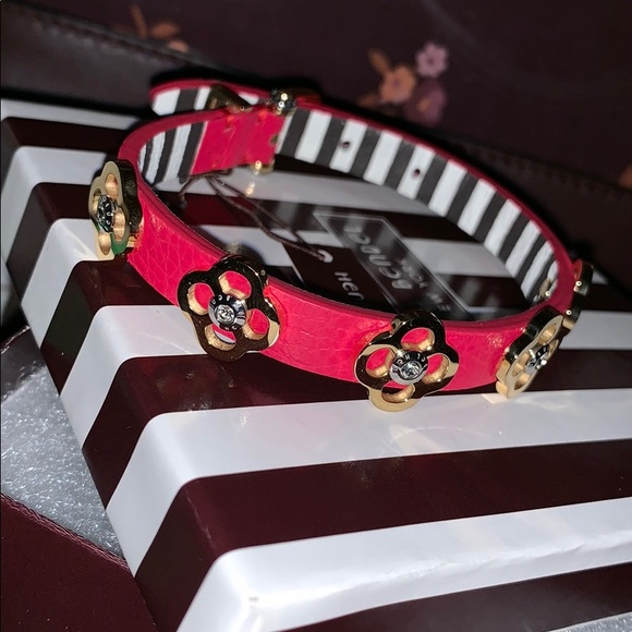 NWT HENRI BENDEL PINK PETAL BRACELET W/ STRIPES - Picture 2 of 8